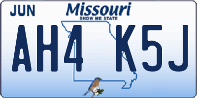 MO license plate AH4K5J