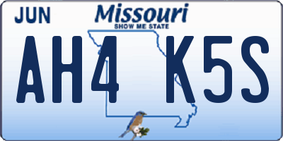 MO license plate AH4K5S