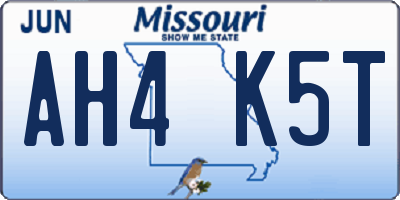 MO license plate AH4K5T