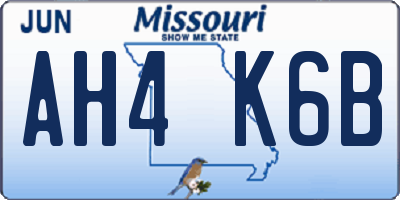 MO license plate AH4K6B