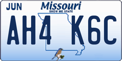 MO license plate AH4K6C