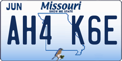 MO license plate AH4K6E