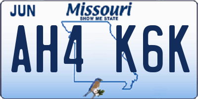 MO license plate AH4K6K