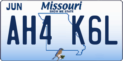 MO license plate AH4K6L