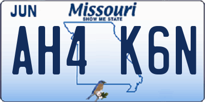 MO license plate AH4K6N