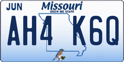 MO license plate AH4K6Q