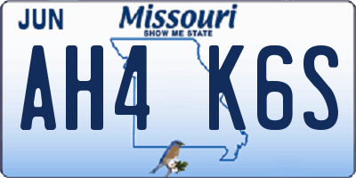 MO license plate AH4K6S