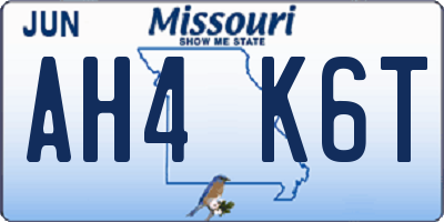 MO license plate AH4K6T