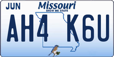 MO license plate AH4K6U