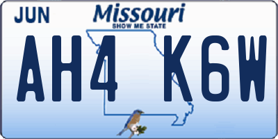 MO license plate AH4K6W