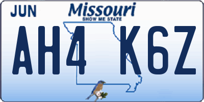 MO license plate AH4K6Z