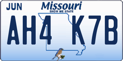 MO license plate AH4K7B