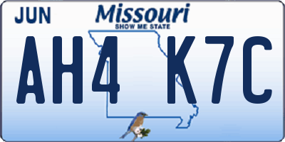 MO license plate AH4K7C