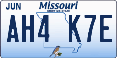 MO license plate AH4K7E