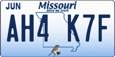 MO license plate AH4K7F