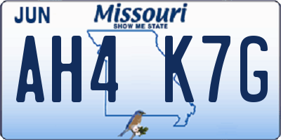 MO license plate AH4K7G