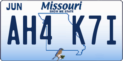 MO license plate AH4K7I