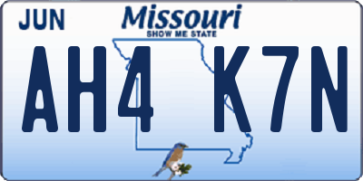 MO license plate AH4K7N