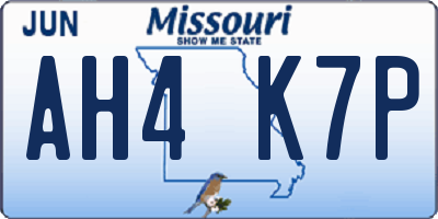 MO license plate AH4K7P