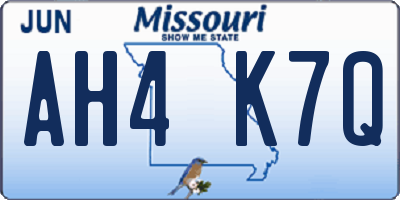 MO license plate AH4K7Q