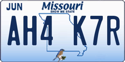 MO license plate AH4K7R