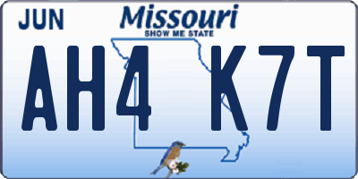 MO license plate AH4K7T