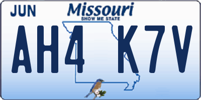 MO license plate AH4K7V