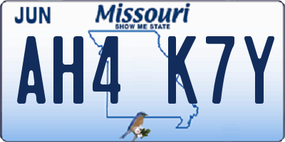 MO license plate AH4K7Y
