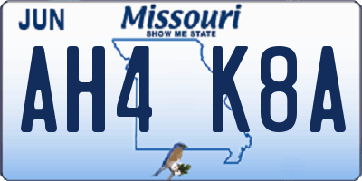 MO license plate AH4K8A