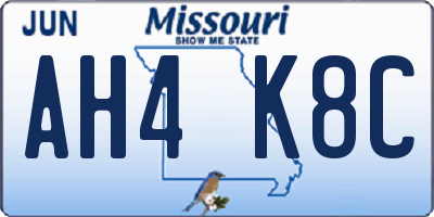 MO license plate AH4K8C