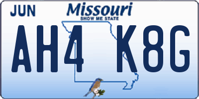 MO license plate AH4K8G