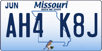 MO license plate AH4K8J
