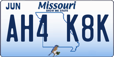 MO license plate AH4K8K