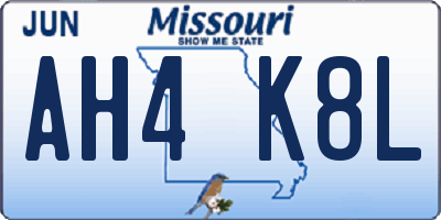 MO license plate AH4K8L