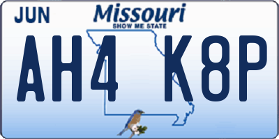 MO license plate AH4K8P