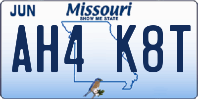 MO license plate AH4K8T