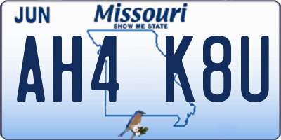 MO license plate AH4K8U