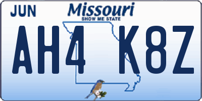 MO license plate AH4K8Z
