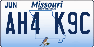 MO license plate AH4K9C