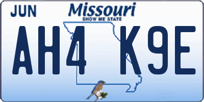 MO license plate AH4K9E