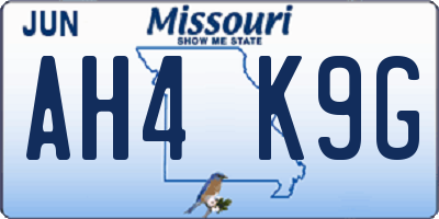 MO license plate AH4K9G