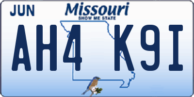 MO license plate AH4K9I