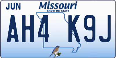 MO license plate AH4K9J