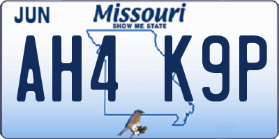 MO license plate AH4K9P