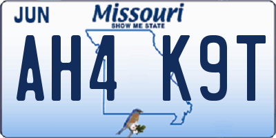 MO license plate AH4K9T