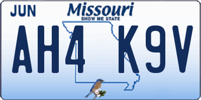 MO license plate AH4K9V