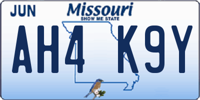 MO license plate AH4K9Y