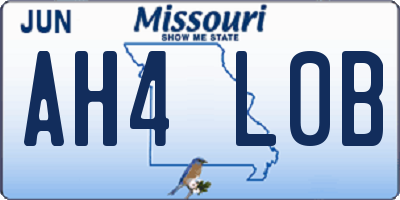 MO license plate AH4L0B