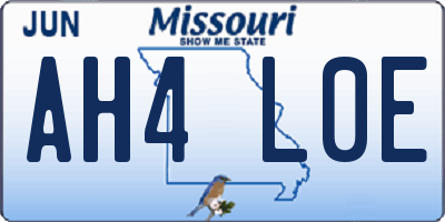 MO license plate AH4L0E
