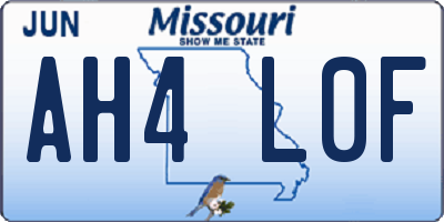 MO license plate AH4L0F